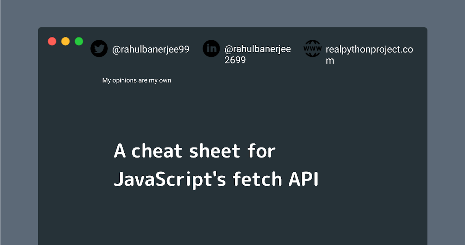 A cheat sheet for JavaScript's fetch API