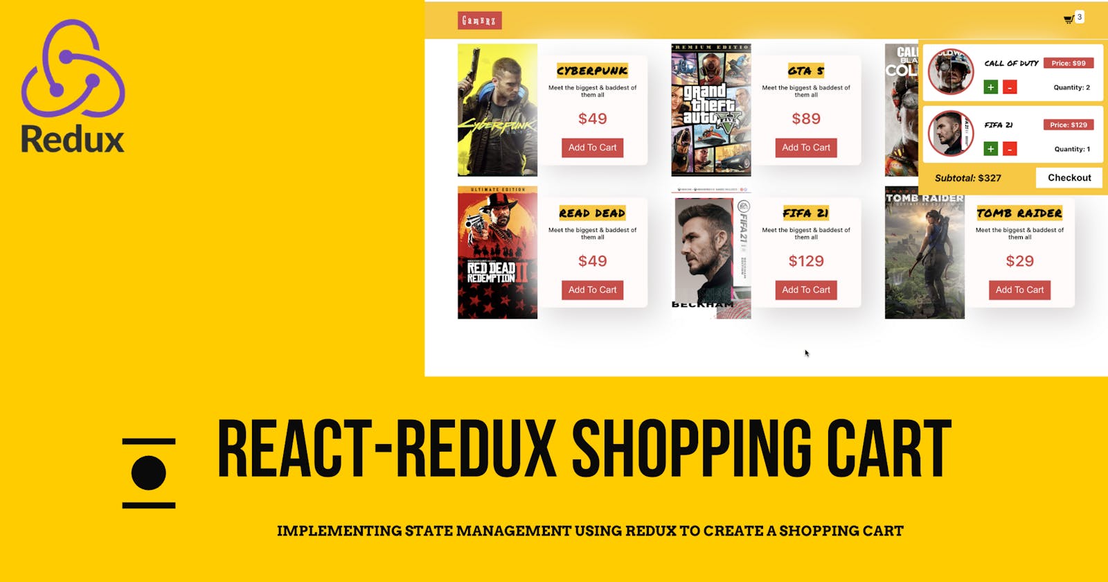 Implement State Management using React-Redux in a Shopping Cart