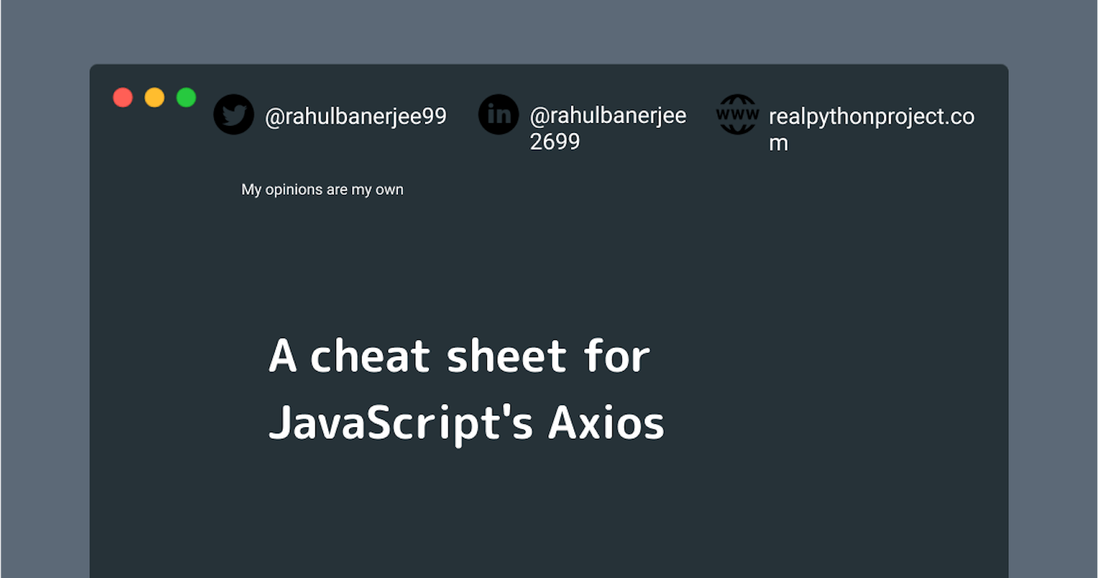 A cheat sheet for JavaScript's Axios