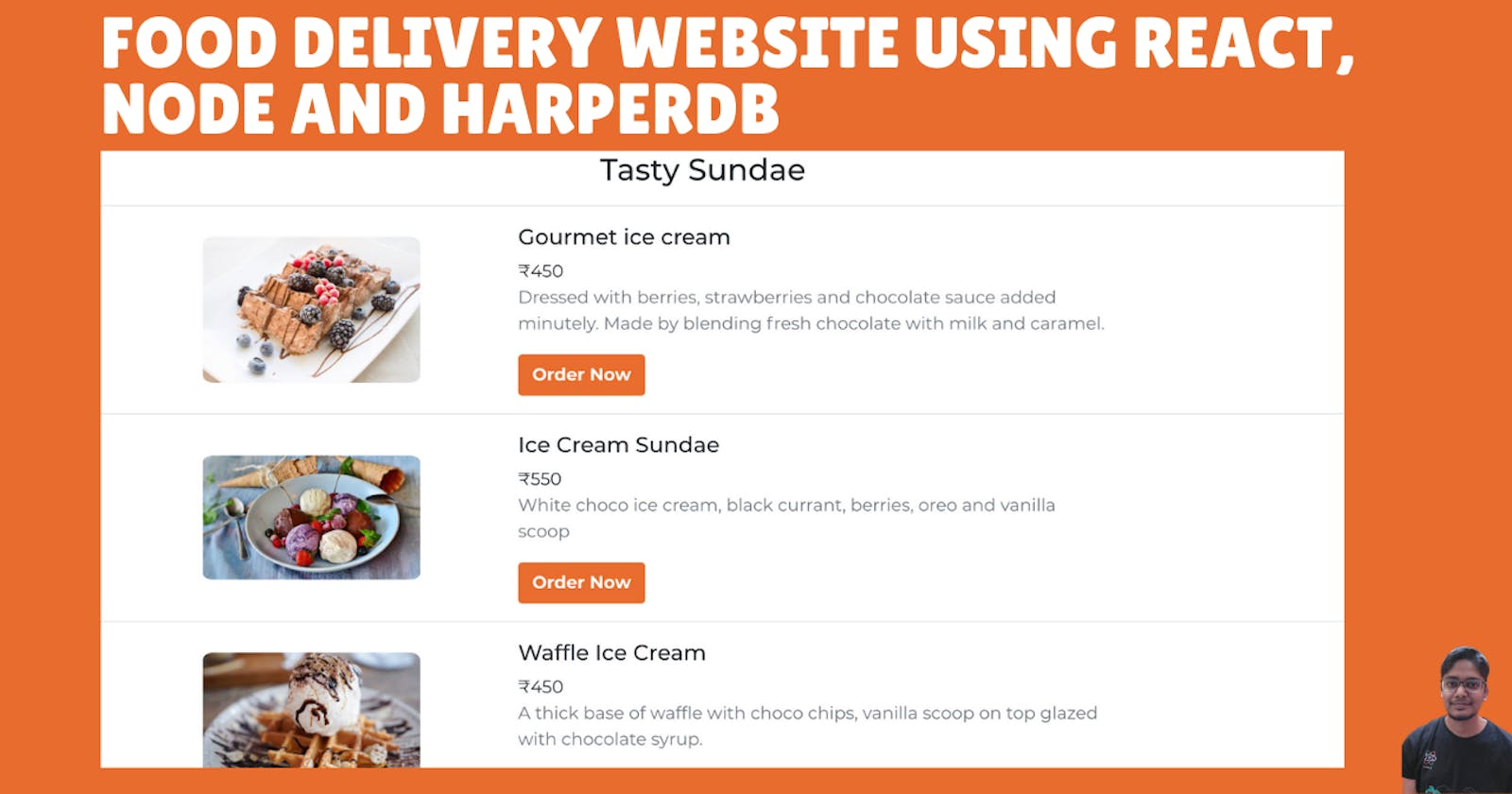 Food delivery website using HERN stack