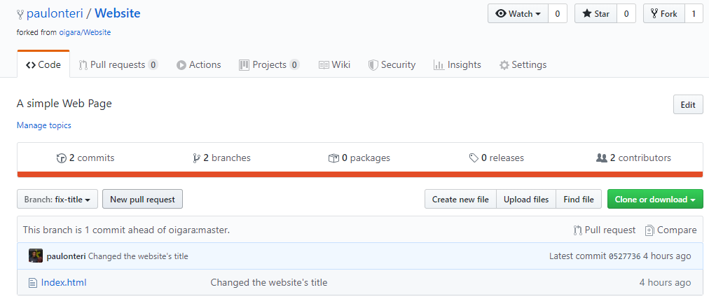 Click on the **New pull request** button.