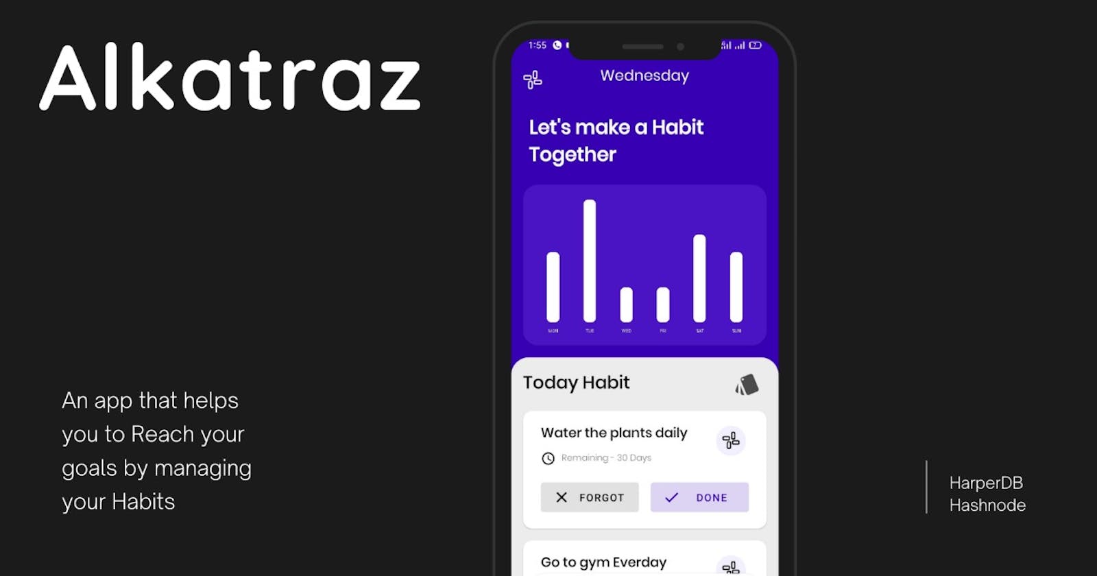Alkatraz : An app that helps you to Reach your goals by managing your Habits - HarperDB Hackathon