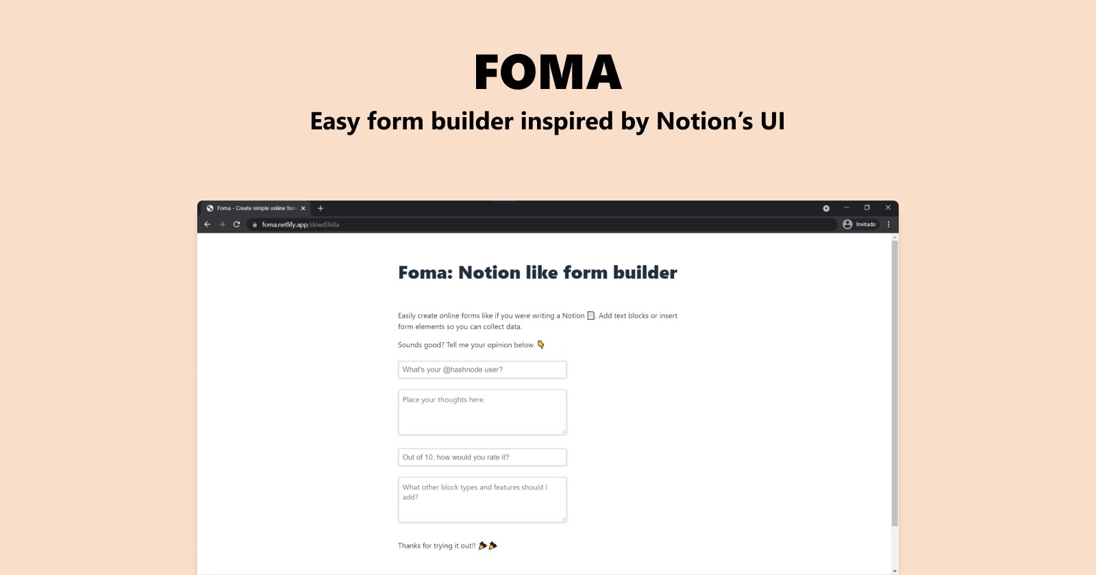 Introducing FOMA, a block powered form builder inspired by Notion UI