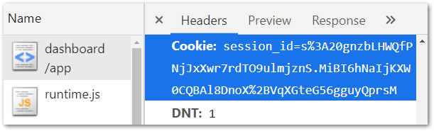 Request with session-id in cookie