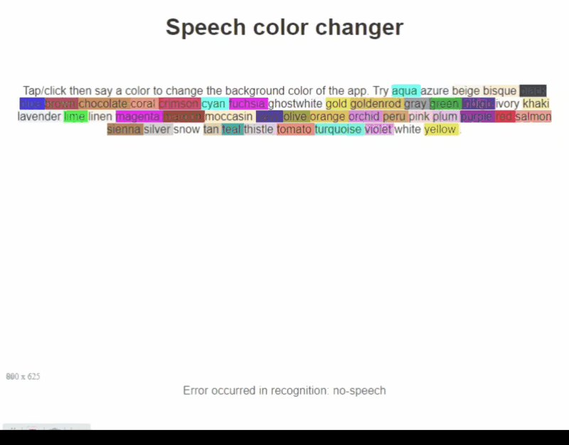 Live demo of speech color changer