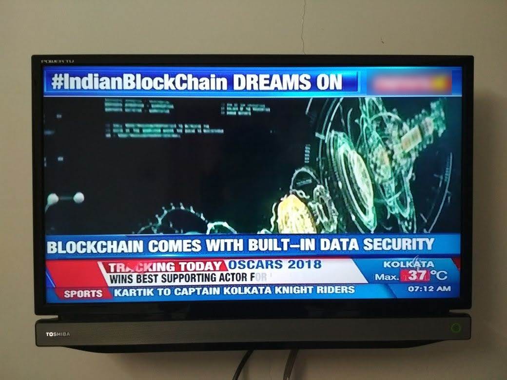 A news channel showing about the blockchain
