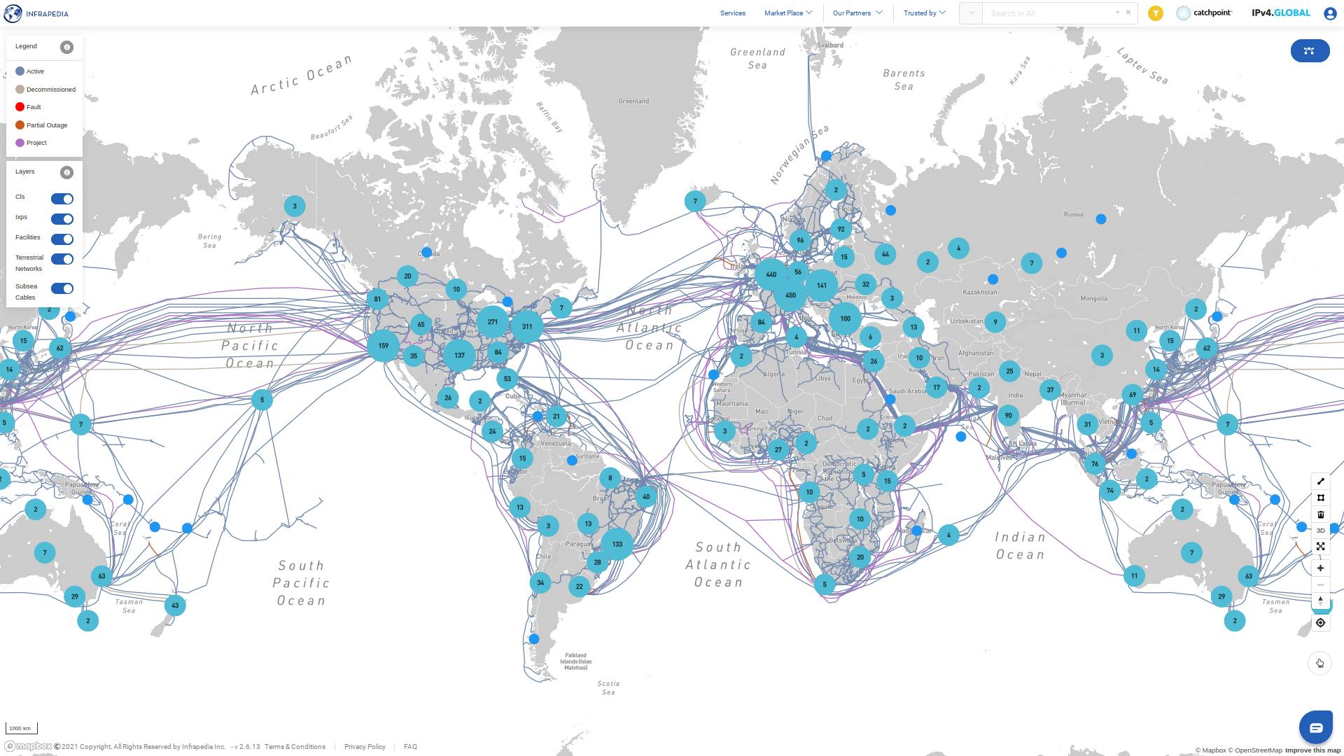 Map of the Internet's global infrastructure