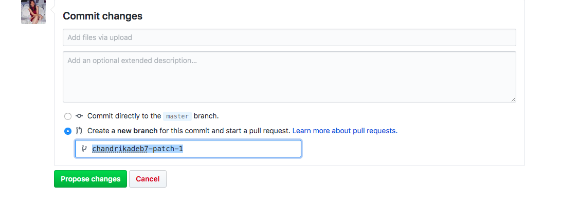 Create a new branch for the pull request
