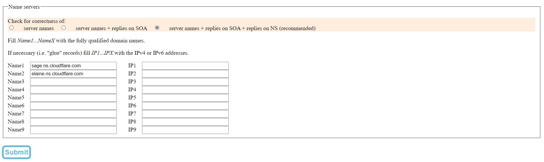 Add DNS nameservers