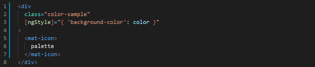 Template html do componente <color-sample>