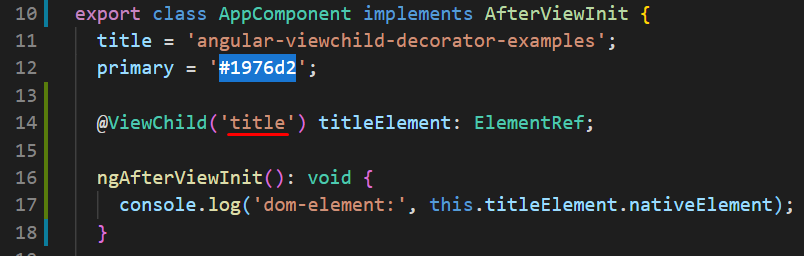 definindo a template variable title como seletor do @ViewChild