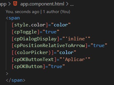 Adição color-picker no app.component.html