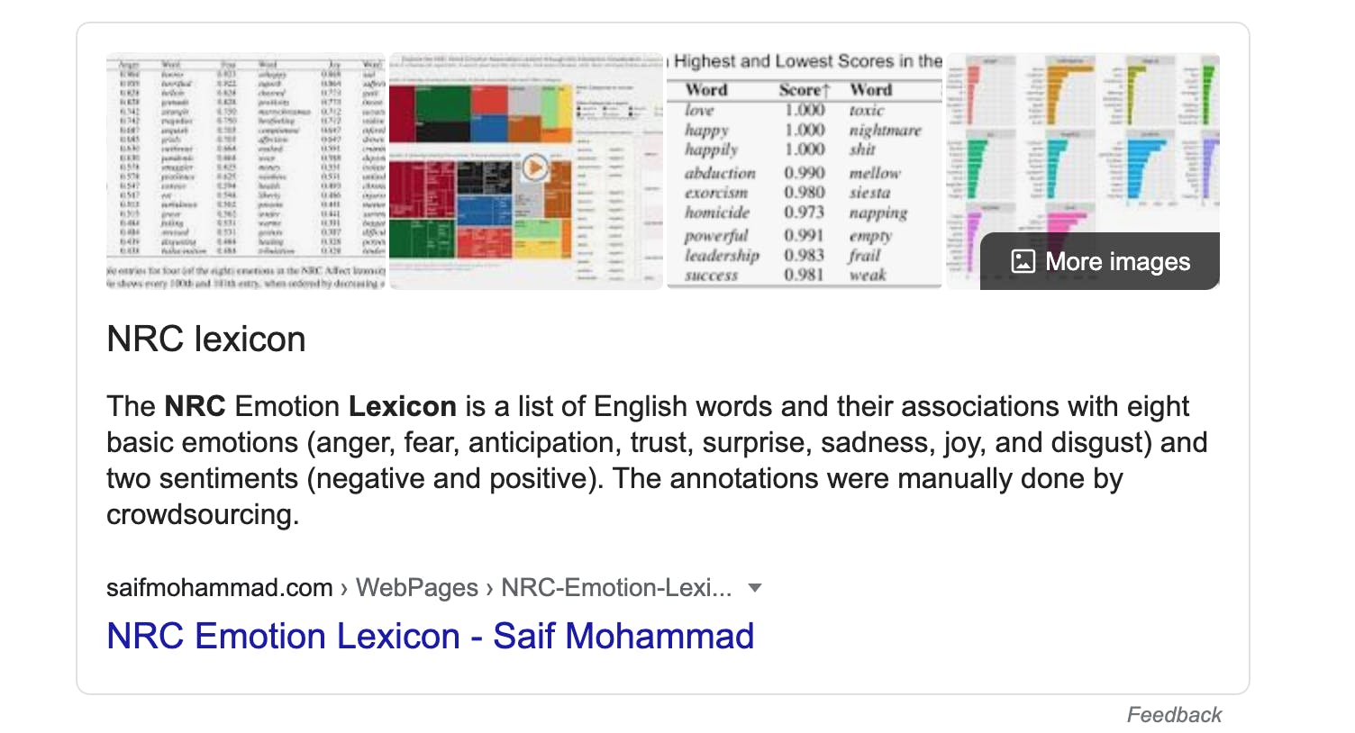 Definition of lexicon (screenshot)