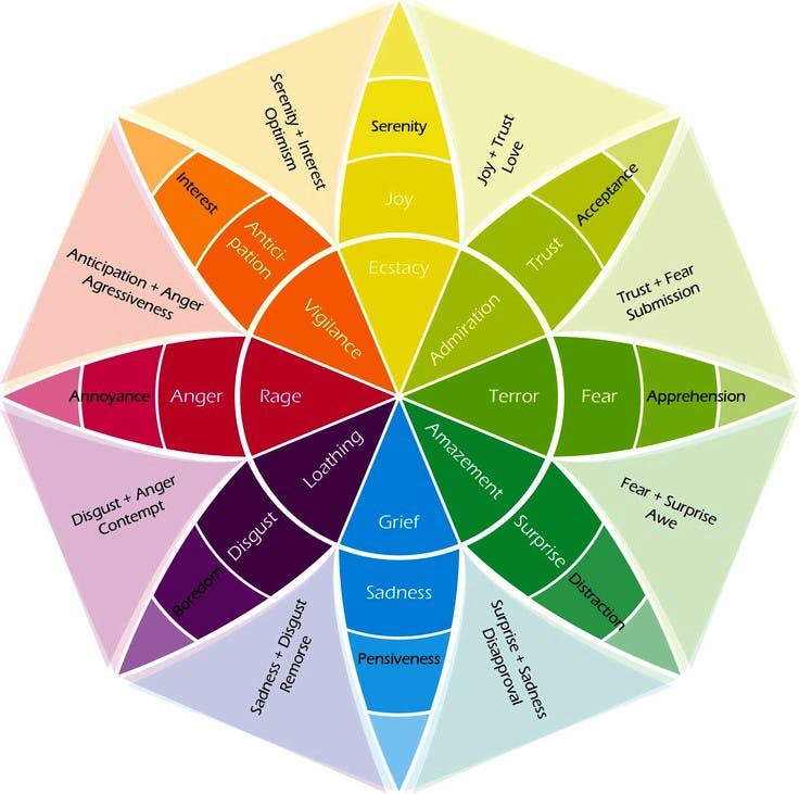 Plutchik’s wheel of emotion (image from positivepsychology.com)