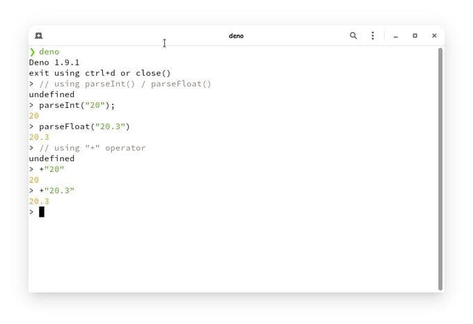 image showing how + operator can be used as an alternative to parseInt & parseFloat