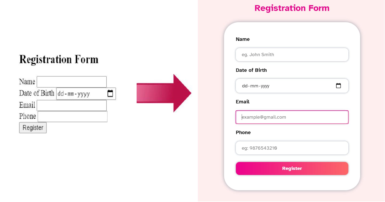 How to build beautiful and minimalistic HTML form with less code