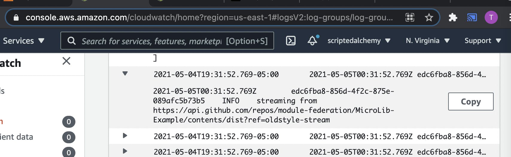AWS streaming code from GitHub on cold-start