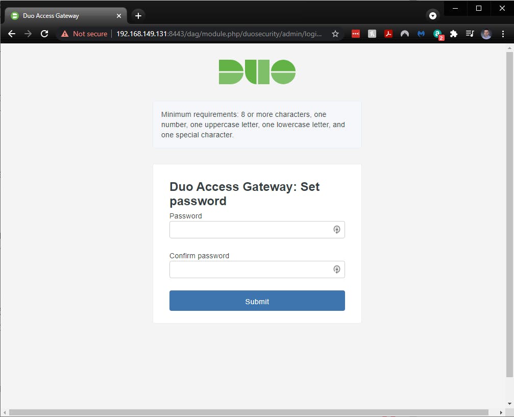 Duo Access Gateway Admin Console