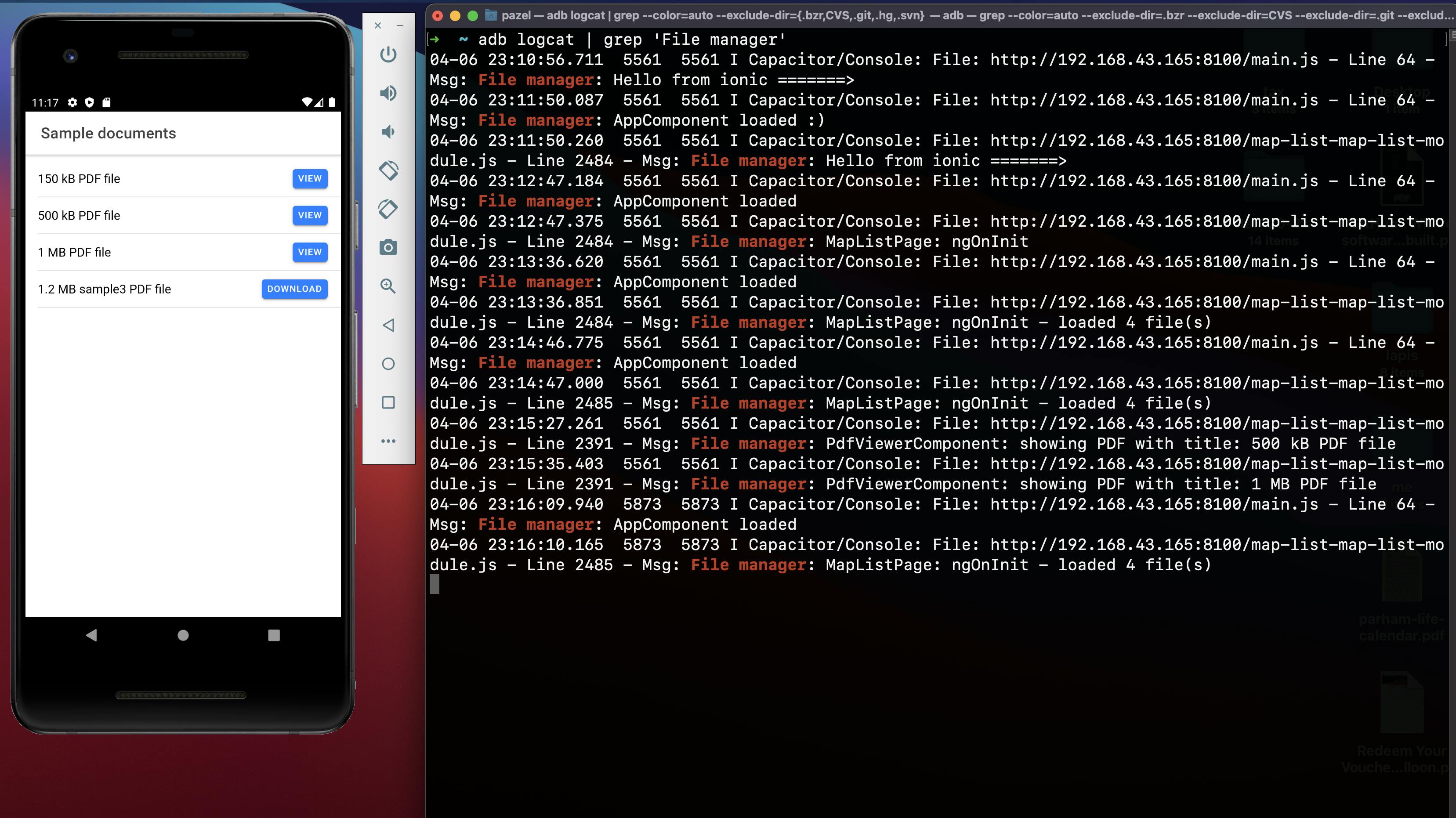 Viewing Android debug logs using adb logcat