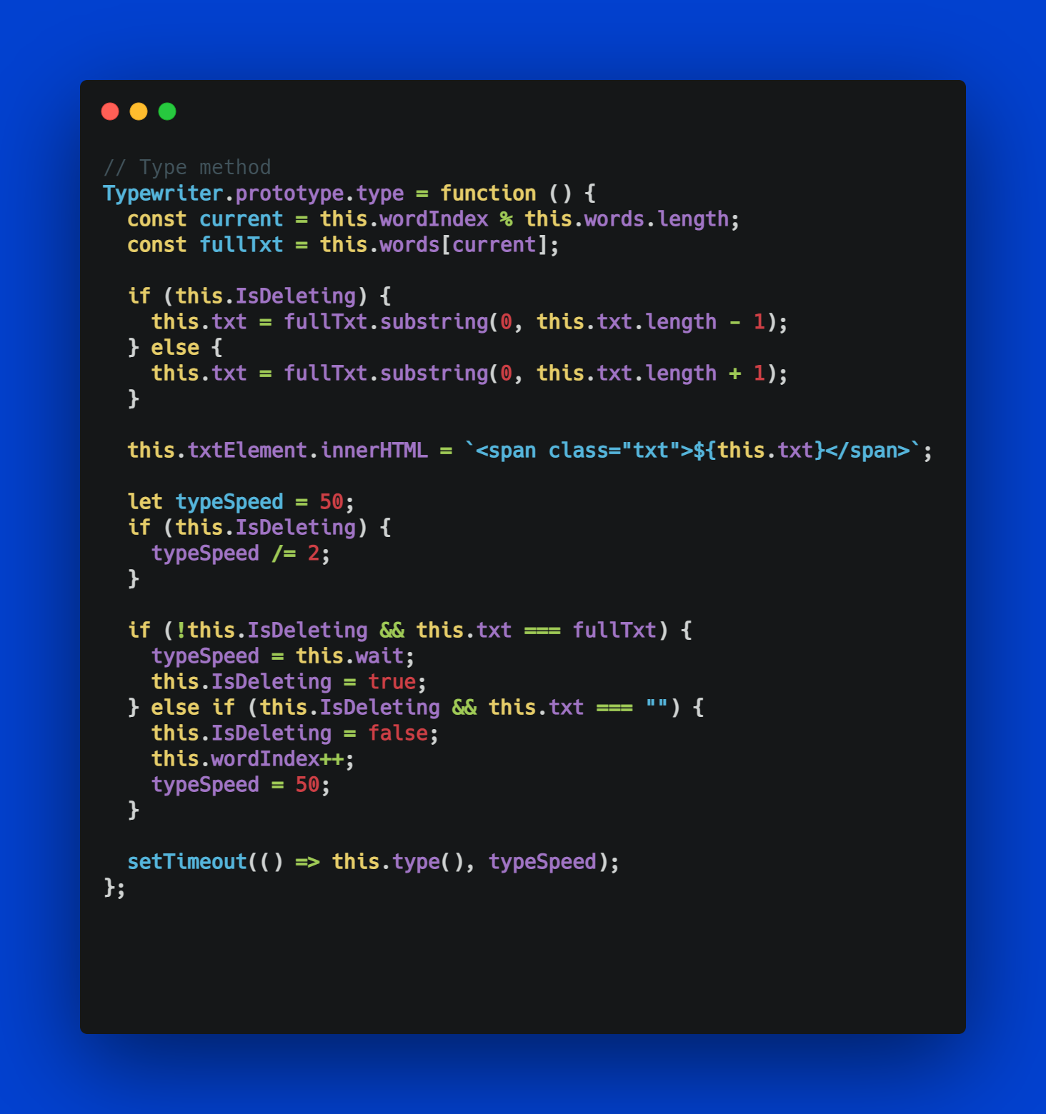 JavaScript Typewriting
