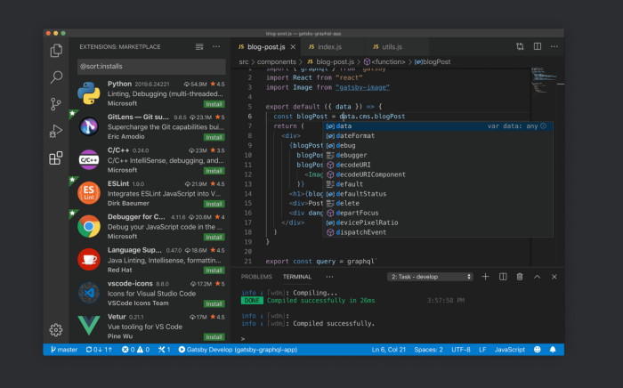 visual studio code extensions for react