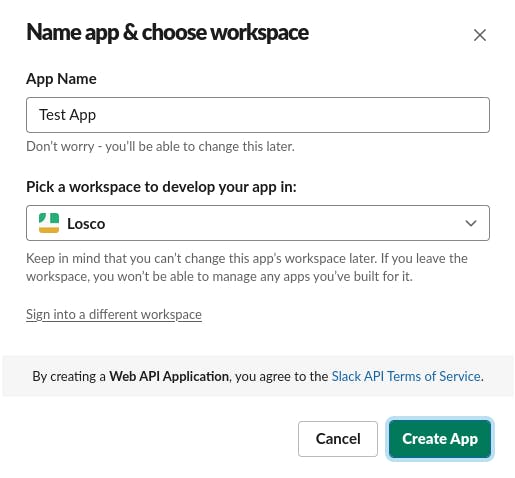 Create a new Slack app