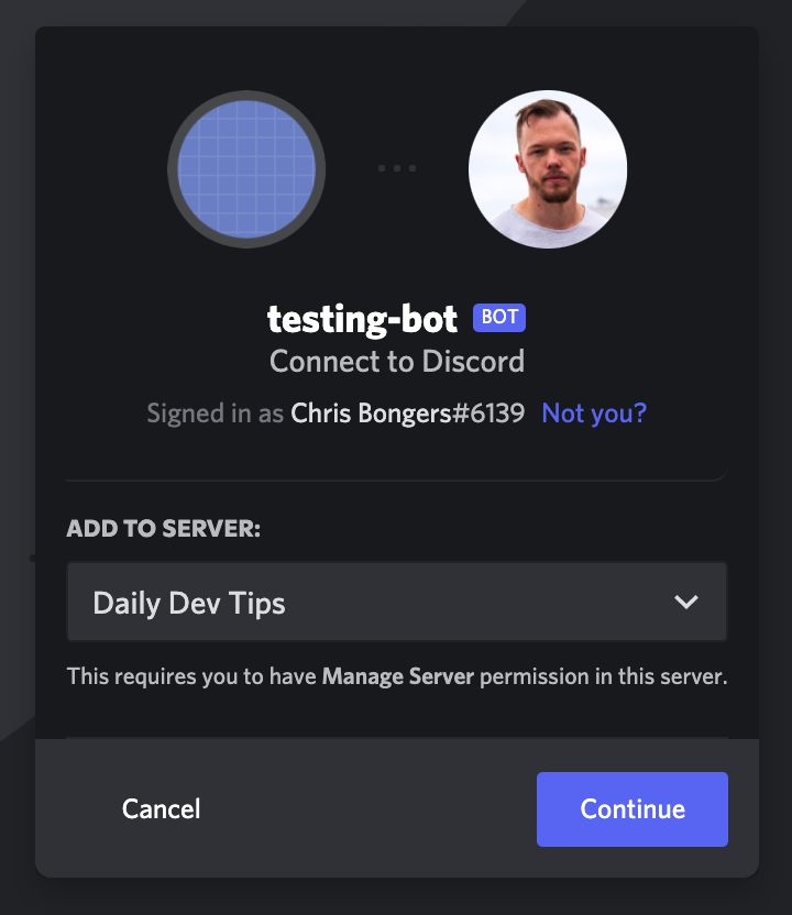 Add bot to Discord channel
