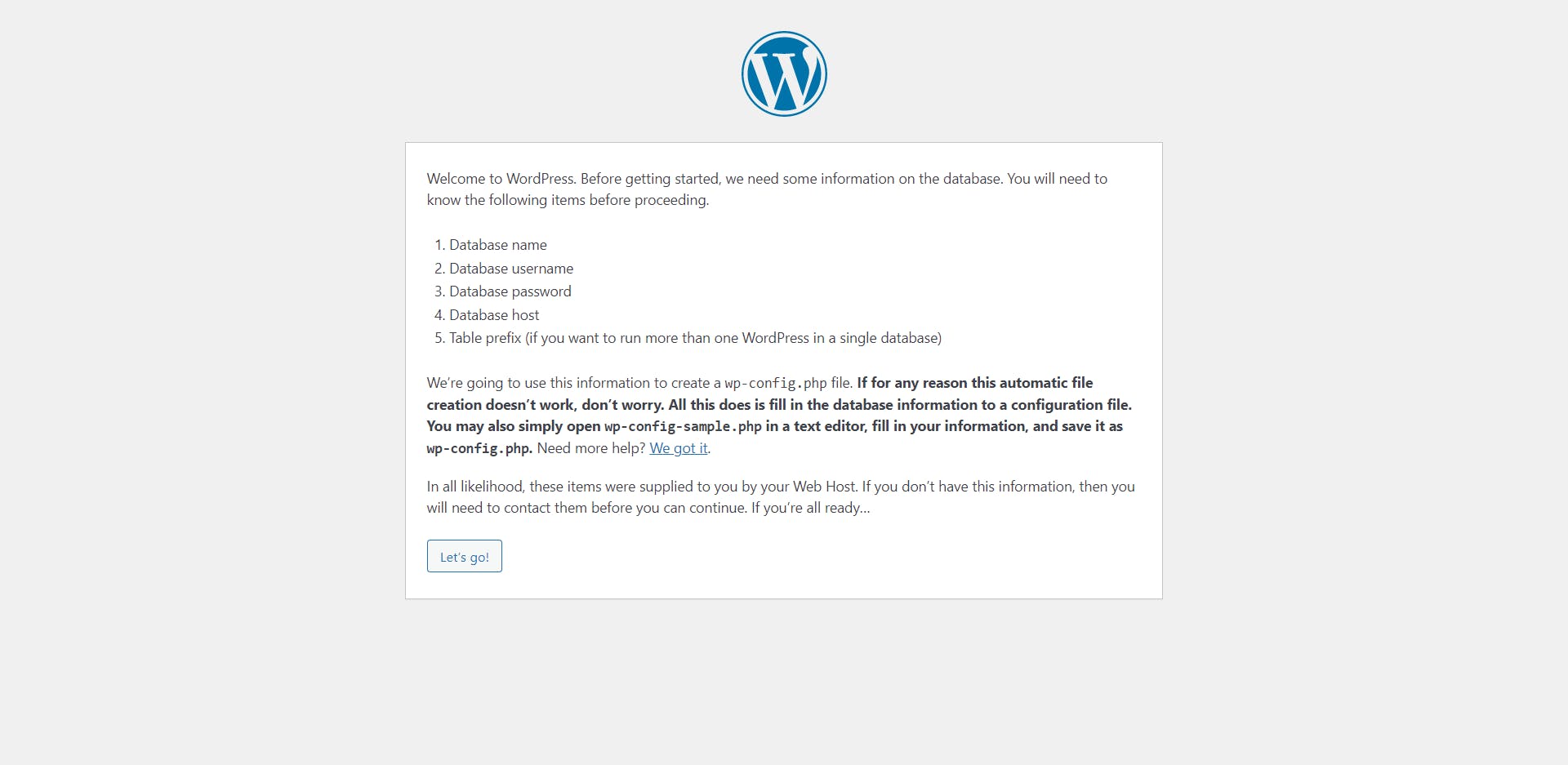 WordPress - notification for get database information