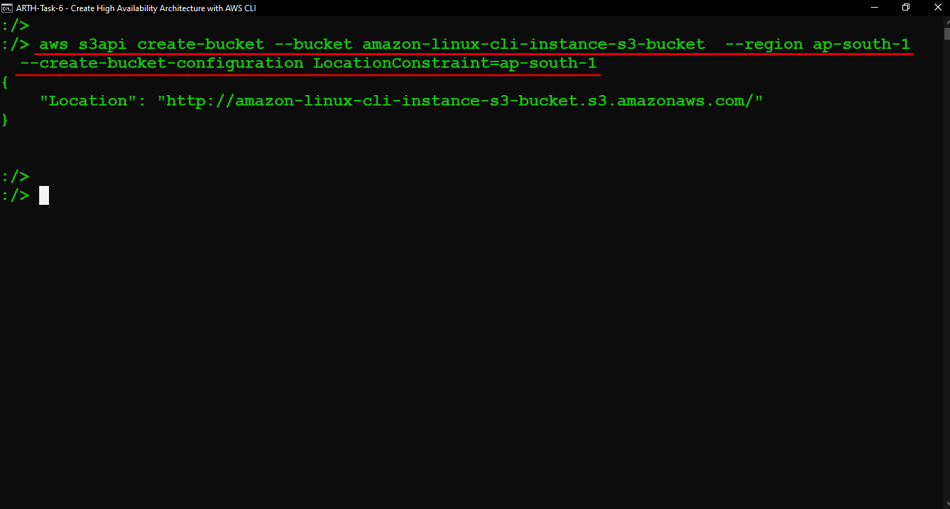 CLI - S3 bucket created.png