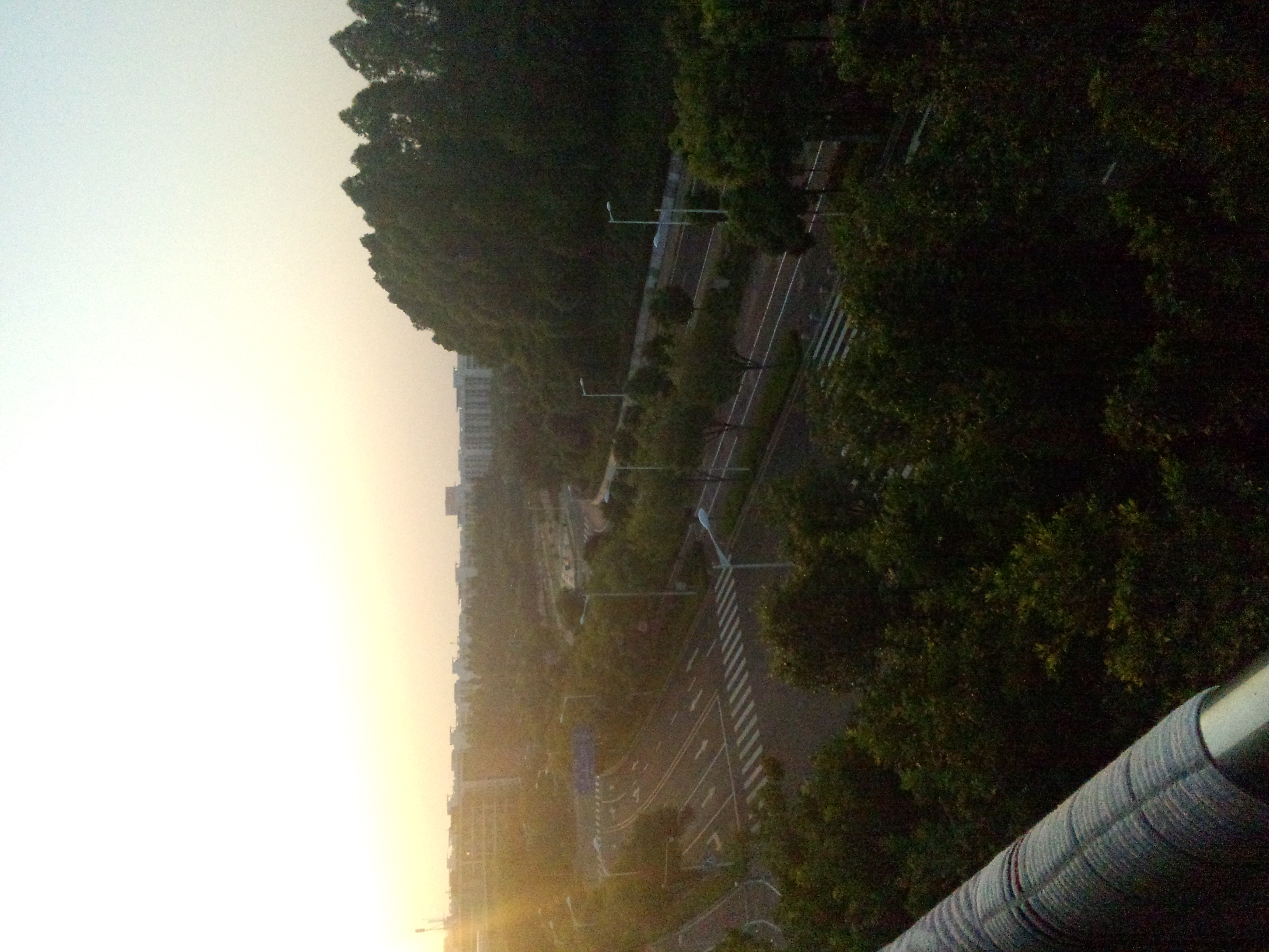 Sunrise when looking out from my dorm's balcony in university