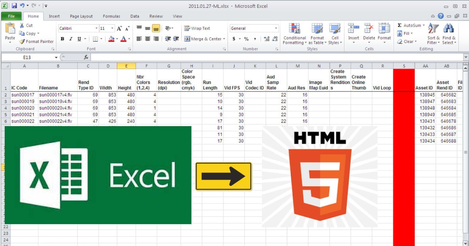 Excel to Html Table