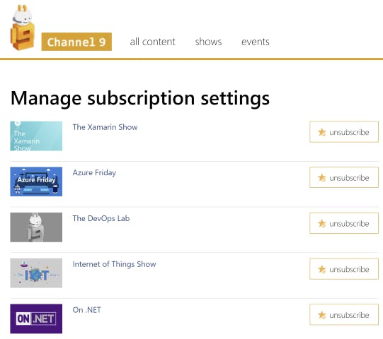 Channel 9 website subscriptions.