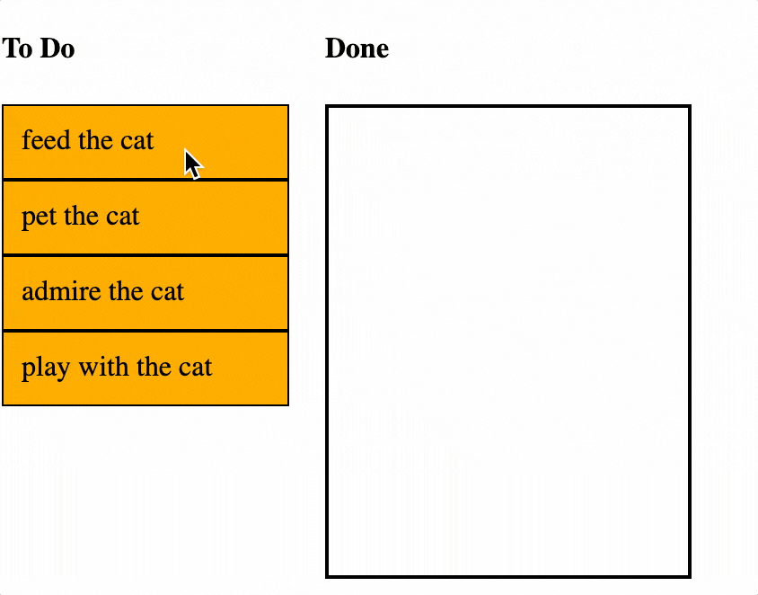 Series of tasks being dragged and dropped