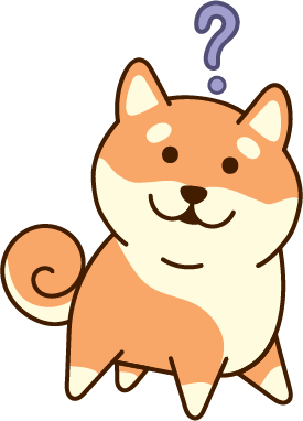 a confused-looking chibi shiba inu with a question over its head