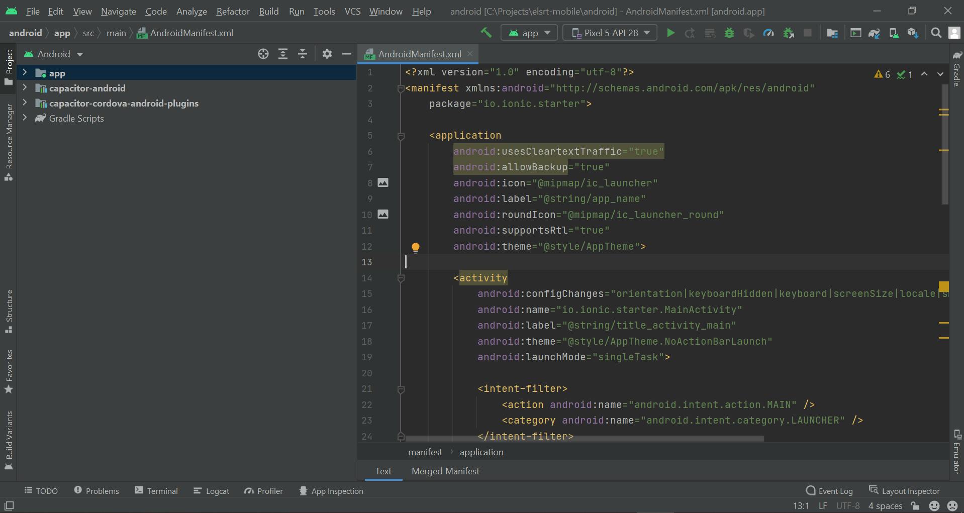 opening project in Android Studio