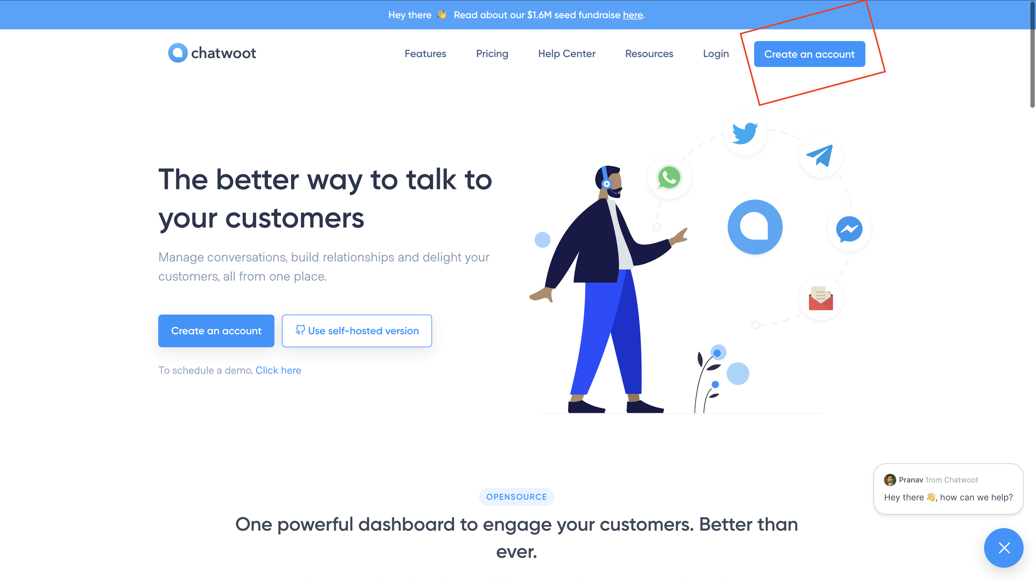 Chatwoot Landing Page