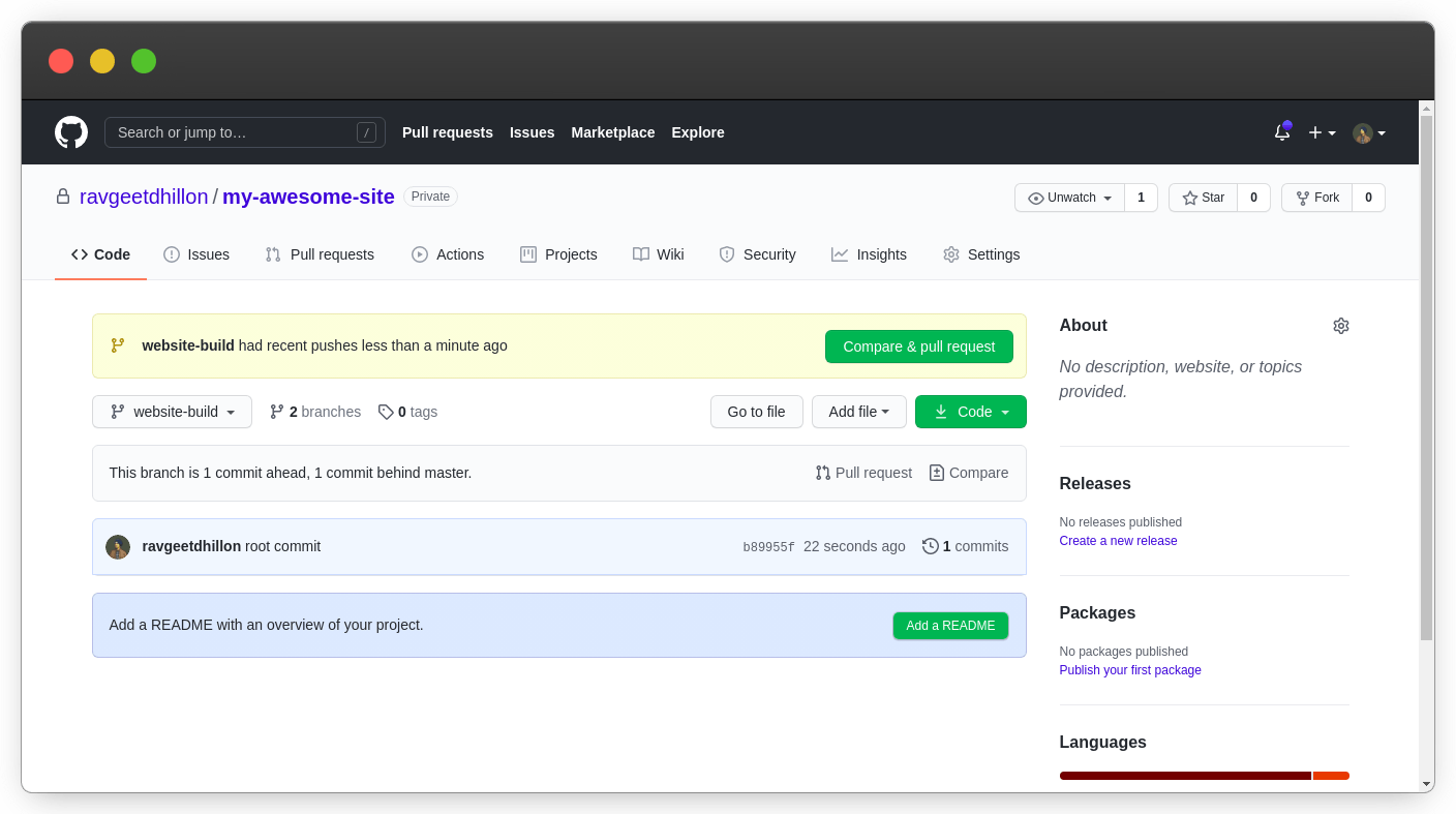 Setting up our website-build branch on Github