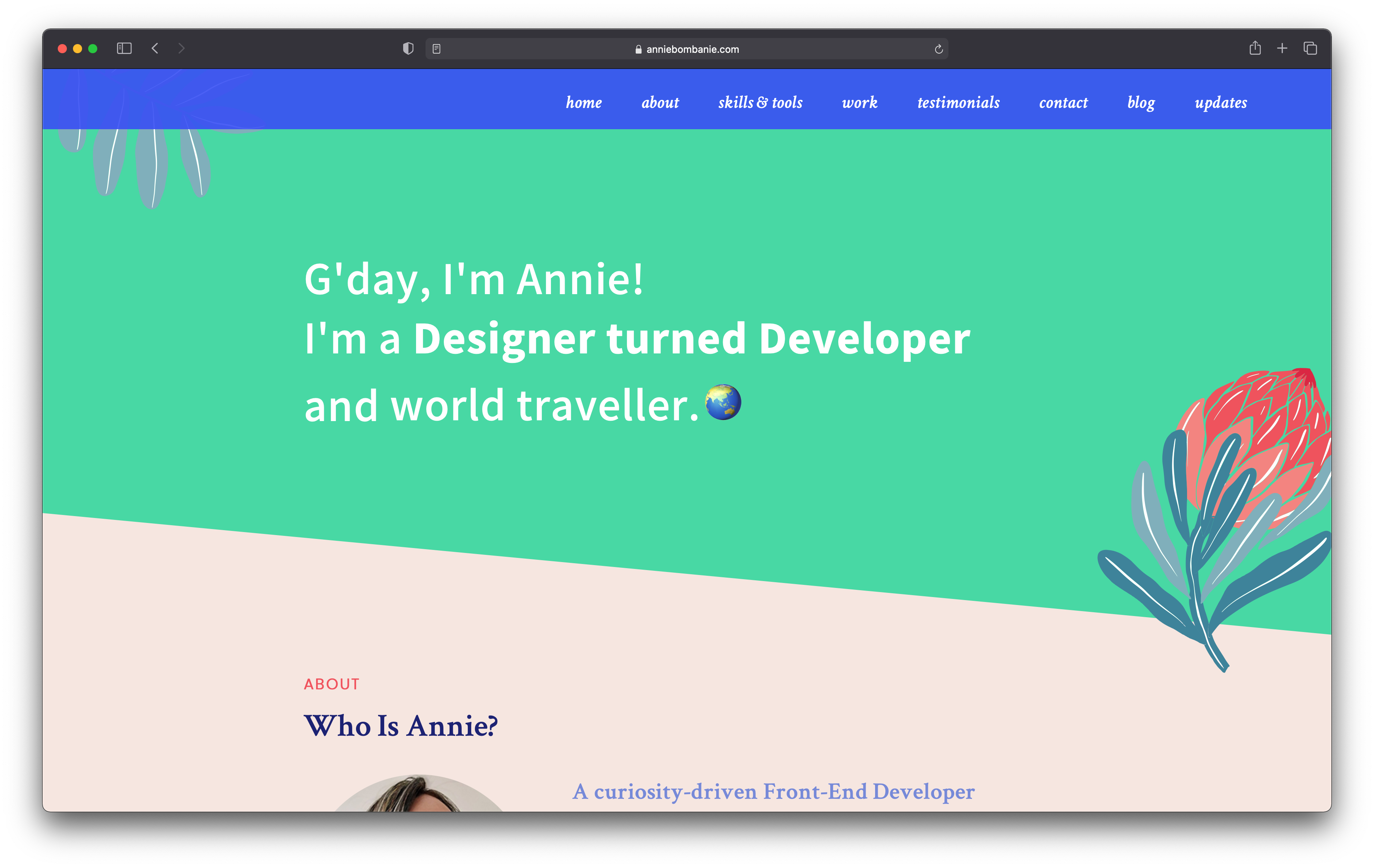 A screenshot of anniebombanie.com website