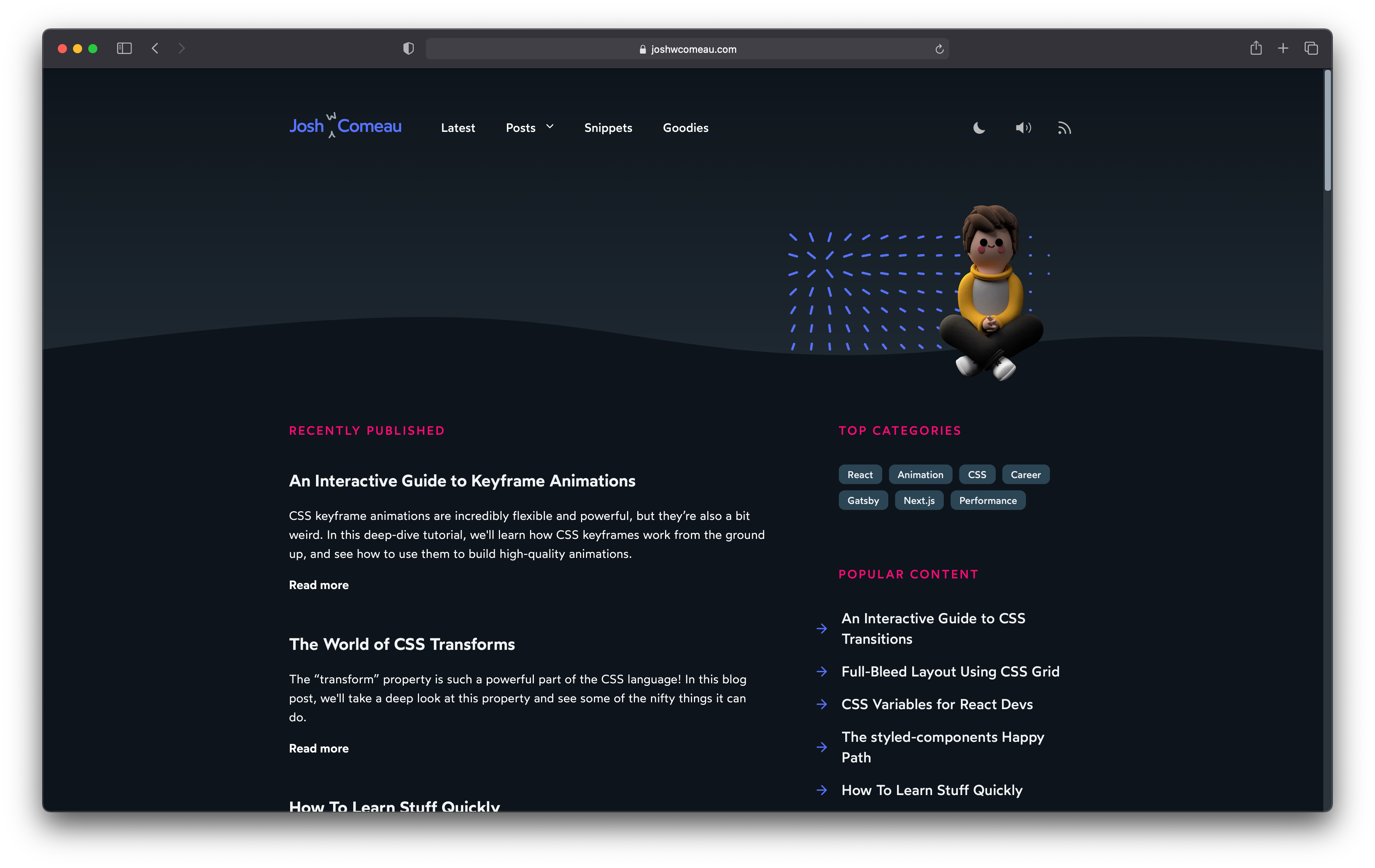 A screenshot of joshwcomeau.com website