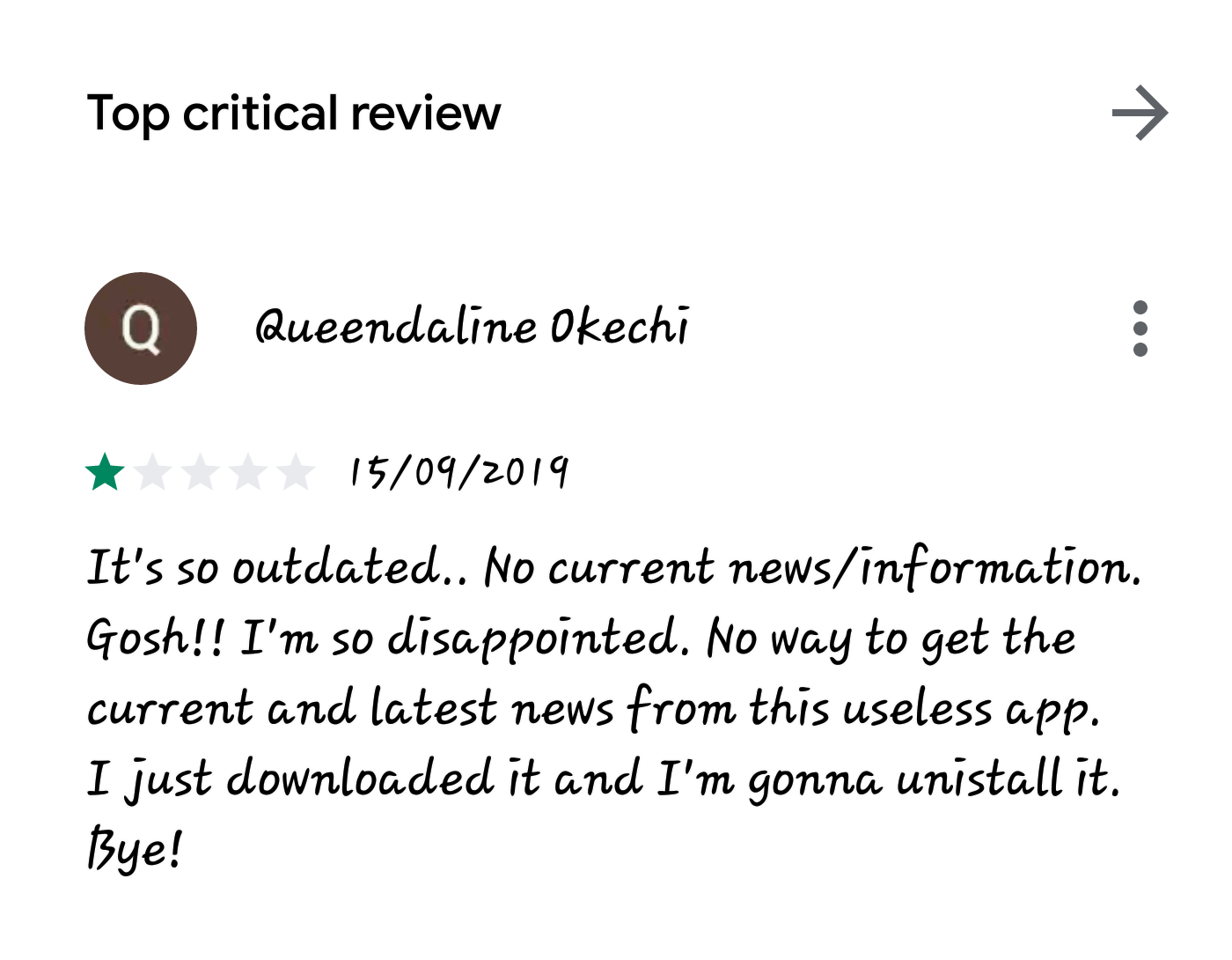 Google play store review