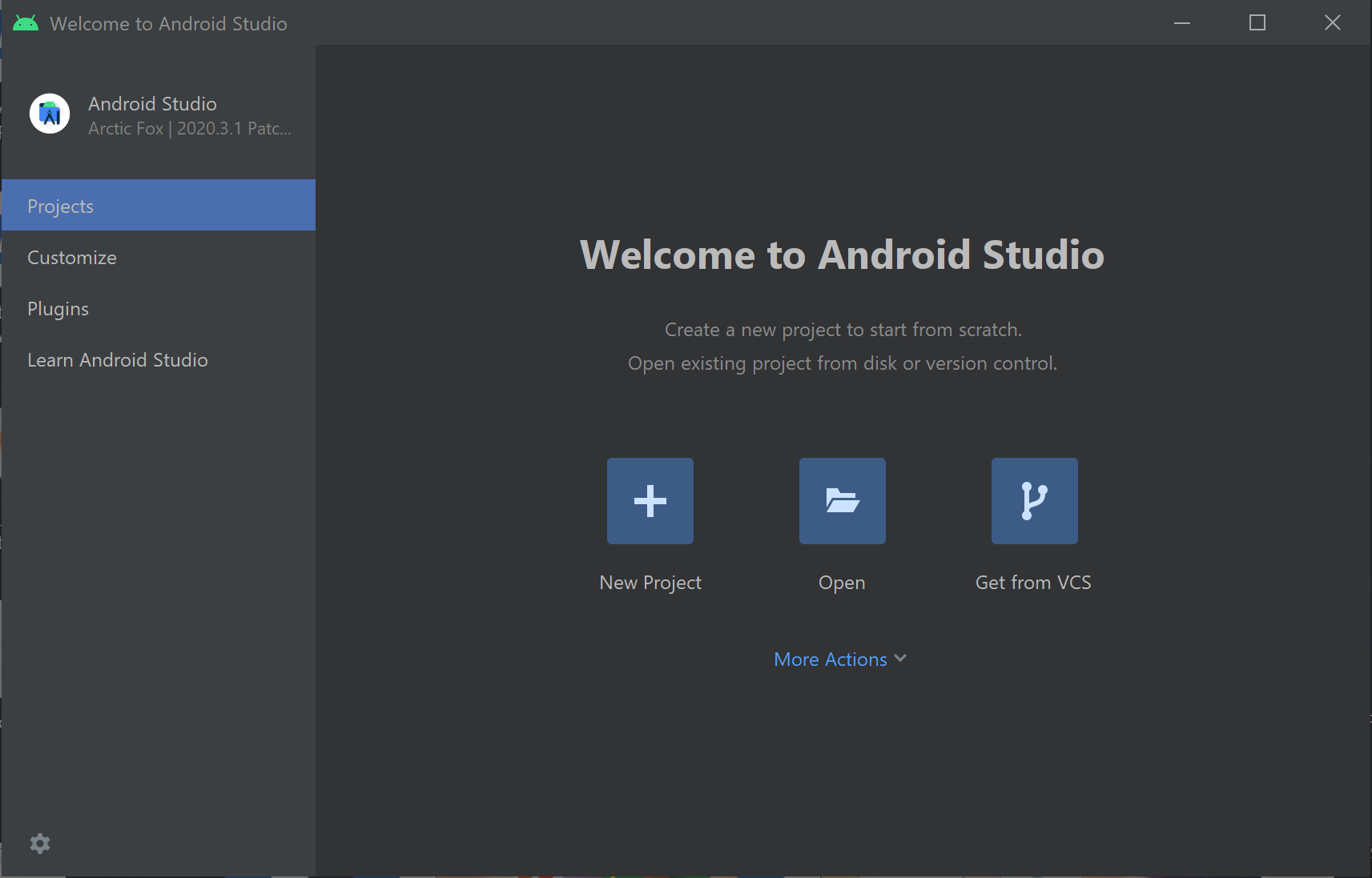 Welcome to Android Studio Screen