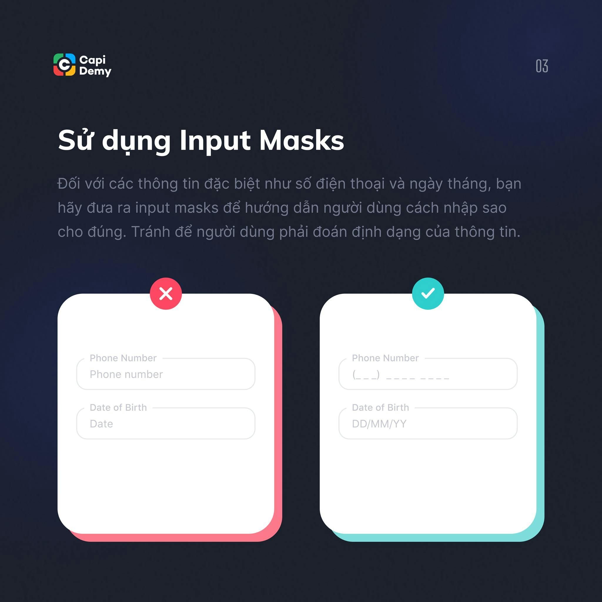 Sử dụng Input Masks