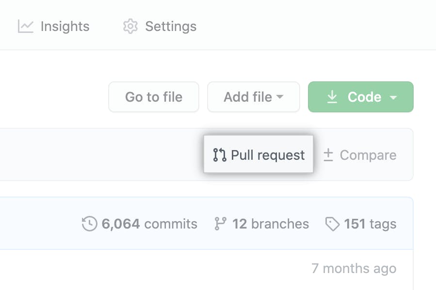 An Image of pull request button on github