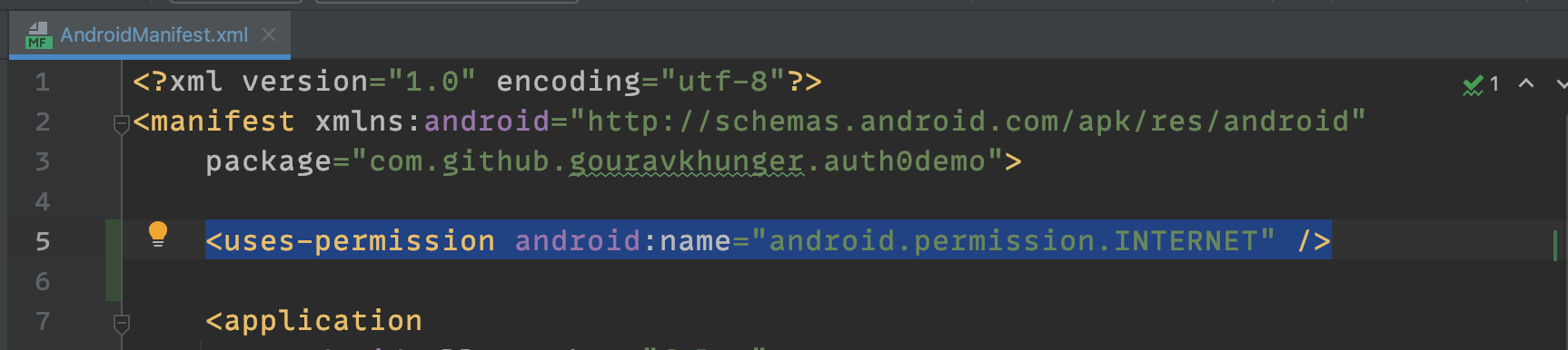 Adding internet permission in AndroidManifest.xml file