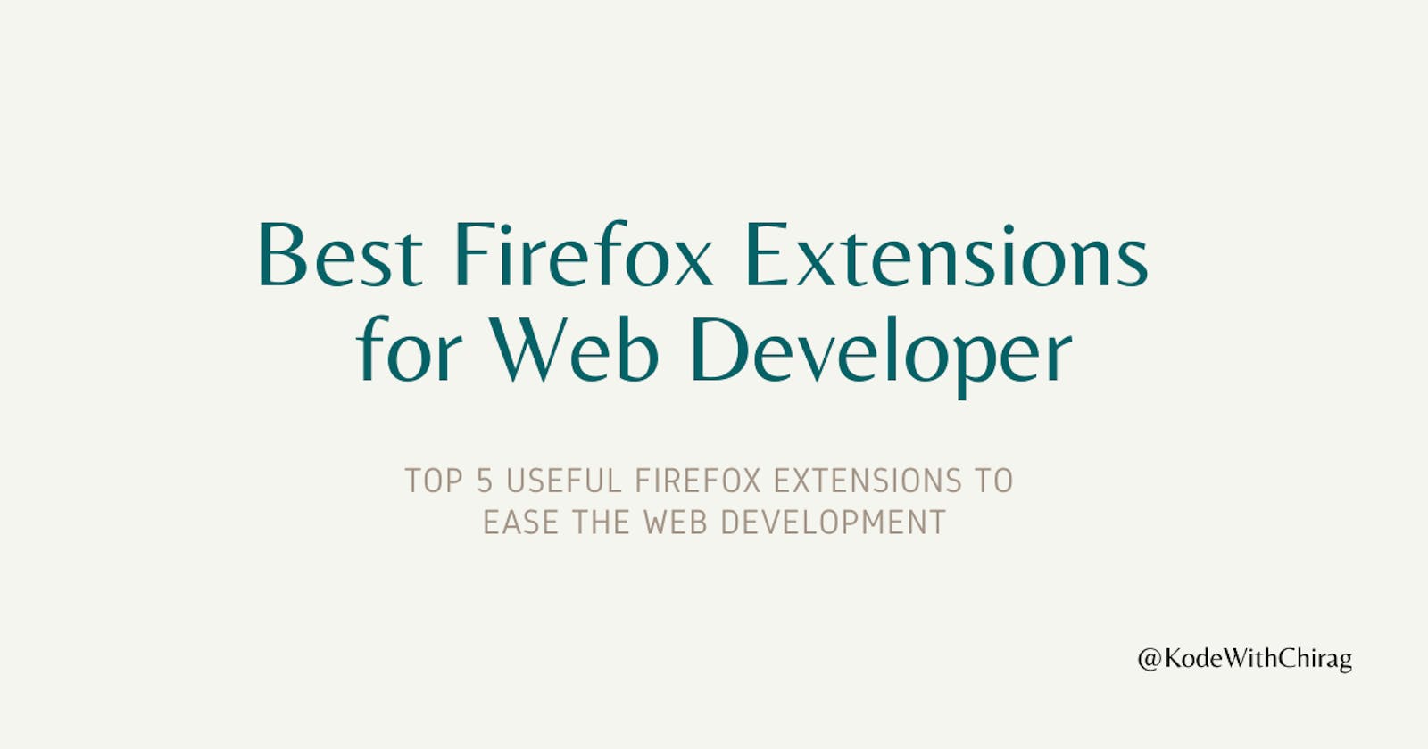 Best Firefox Extensions for Web Developer