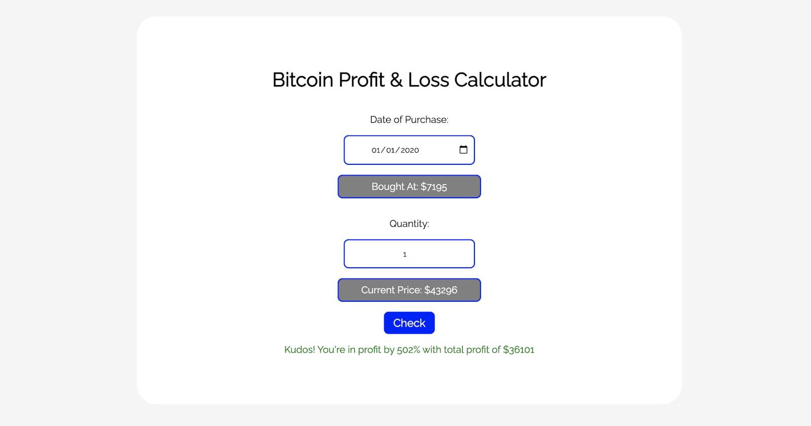 Profit & Loss Calculator for Bitcoin