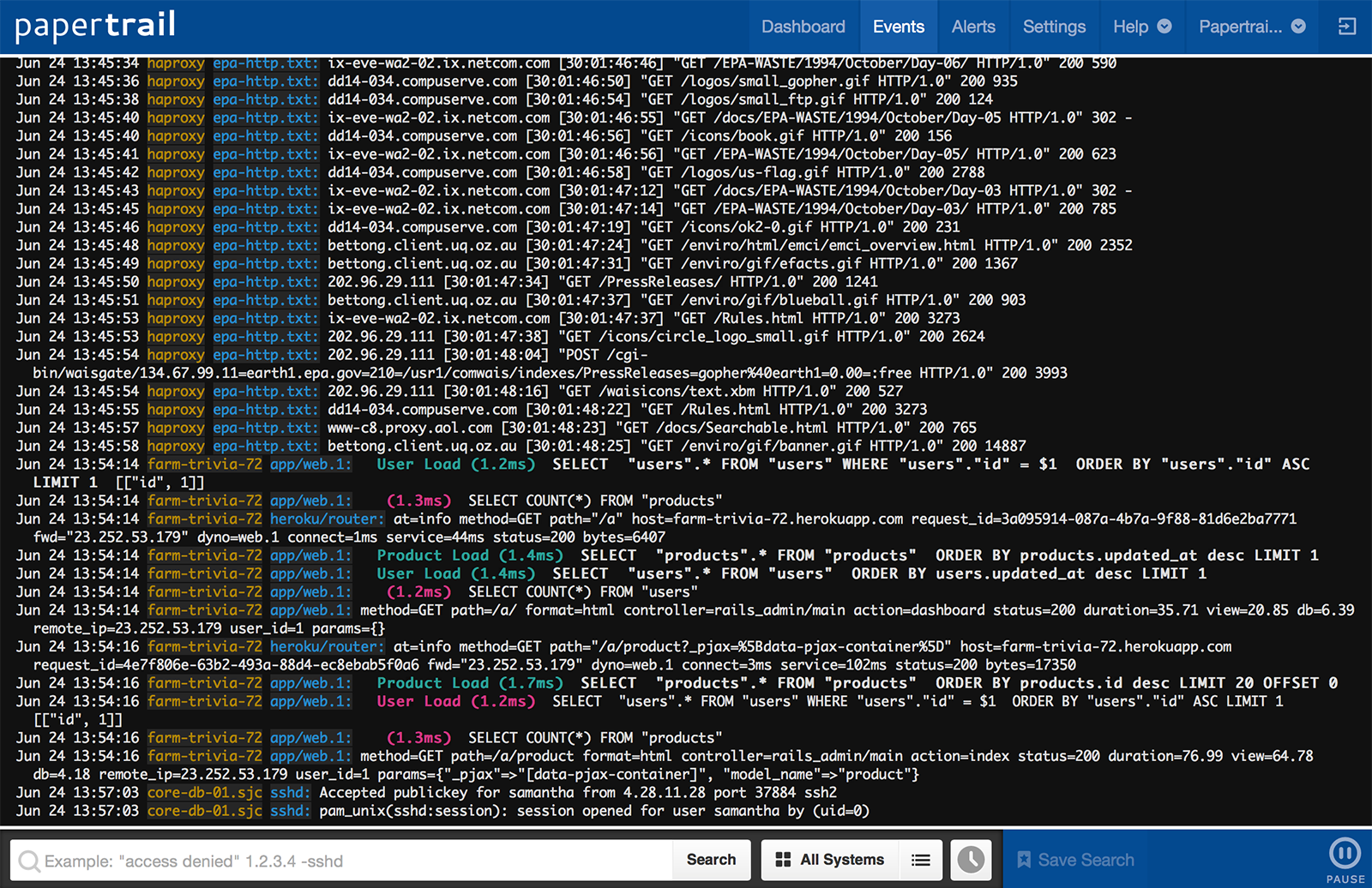 Papertrail, Logging, Laravel, JoBins