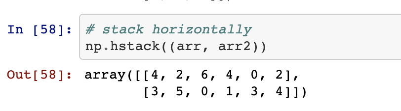 horizontal stacking of arrays