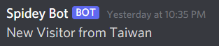 Bot 在 Discord 顯示 "New Visitor from Taiwan"