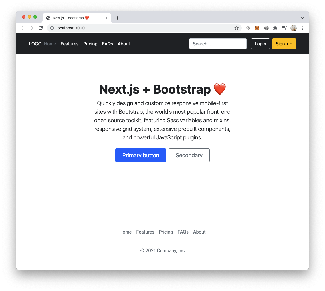 Next.js Bootstrap starter template